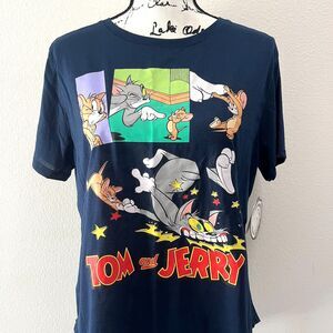NWT Tom And Jerry (XXL) Navy Blue T-Shirt 80s Cartoon Classic